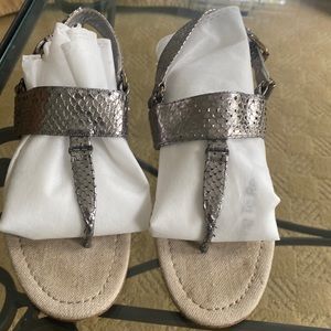JCrew Collection sandals -snakeskin, linen and raffia Size8